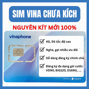 Siêu Sim Vinaphone Chưa Kích Hoạt - Đăng Kí Chính Chủ Dùng Trọn Đời Sim Nghe Gọi Nhắn Tin Đăng Kí Các Gói Mạng | Đăng Kí Các Gói VD90 BIG120 D169G . FREESHIP - CHƯA KÍCH HOẠT.