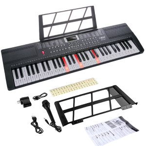 KAWES Standard 61 Keys Digital Electric Piano Dual Speaker +Mic+Piano Book+Charger  35inch Electric Piano