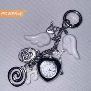 【PCWFKef】 New Đôi Cánh Thiên Thần Trái Tim Túi Đồng Hồ Túi Quyến Rũ Mặt Dây Chuyền Keychain Cho Phụ Nữ Cô Gái Túi Phụ Kiện Trang Trí