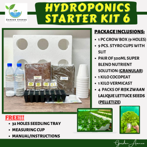 HYDROPONICS STARTER KIT 6 - GRANULAR NUTRIENT SOLUTION/WITH GROWBOX/4 PACKS PELLETIZE LETTUCE SEEDS