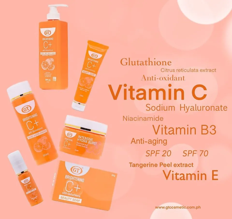 gt brightening c+ with glutathione lotion review GT Cosmetics Brightening C+ with Glutathione Christmas Promo Set✨ Multi-Pack Christmas Promo Set Sensitive Skin Moisturizing Cream Daily Sun Care With Tint Intensive Hydra Burst Lotion - Lazada
