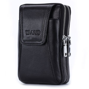 60cm YIANG Genuine Leather Mens Belt Phone Bag Waterproof Mini Bum Bag for Mobile Waist Pocket Fashion Key Leisure Sport Double Zipper Capacity 60L Natural Cowhide