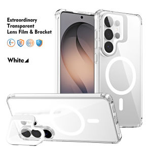 for Magsafe Stand Holder Case For Samsung S26 Ultra S25 FE S24 Plus S22 S24 A56 A57 A17 Glass Camera Protection Cover