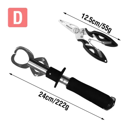 1 Set Fish Lip Gripper And Fishing Pliers Set Professional Stainless Steel Fish Holder With Weight Scale Rubber Handle Saltwater Resistant Multifunctional Fishing Accessories