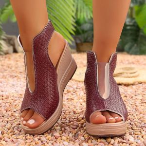 [Free Shipping] Plus-Size WomenS Open-Toe Sandals Available Now New Summer Collection Elegant And Stylish Design For Parties Featuring A Wedge Heel