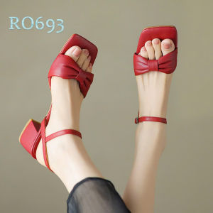 [ẢNH THẬT-FREESHIP] Sandal nữ quai nơ ROSATA RO693 cao 4p - Đỏ Trắng - HÀNG VIỆT NAM - BKSTORE
