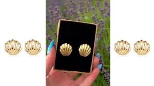 SmileBelle Gold Shell and Starfish Stud Earrings for Women Summer Earrings