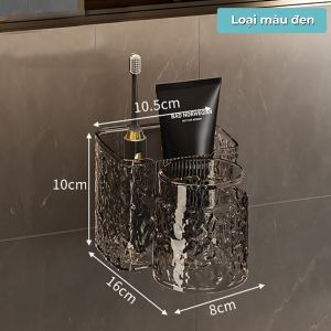 Kệ đựng bàn chải đánh răng NAGO gắn phòng tắm kèm cốc trong suốt không cần khoan tường