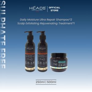 HEADS DUO Shampoo Set Without Sulfate 250ml For Fall Hair Frizz Oily Scalp Damaged Tangled & Dry Hair
