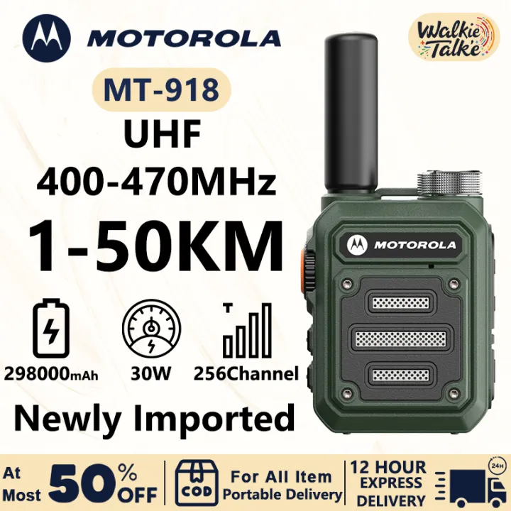 Motorola MT-918 UHF Walkie Talkie 400-470MHz 1-50KM Range 29800mAh Battery 30W Power 256 Channels Newly Imported 50% Off 12 Hour Express Delivery