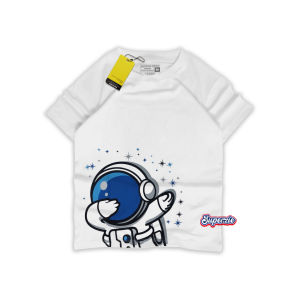 Baju Kaos Anak Laki laki Cowok Gambar Astronot Warna Putih Usia1-13 Tahun