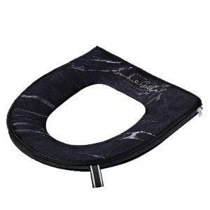 JOYLIFEWQ Waterproof Marble Toilet Seat Zipper with Handle Winter Toilet Seat Cover Bathroom Accessories Warm Closestool Mat Bathroom