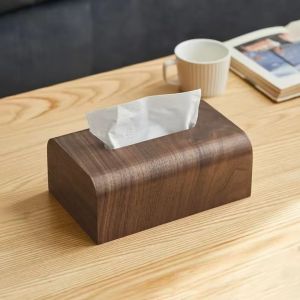 SEJUE4373 Simple Solid Wood Tissue Box Nordic Style Drawer Design Tissue Case Ornament Smooth Surface Tissue Organizer Living Room