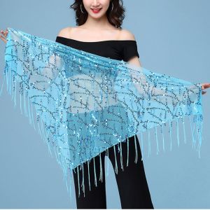 YOCKY Indian Dance Triangle Scarf Women Belly Dance Costumes Tassel Belly Dancing Belt Hip Scarf Sequins