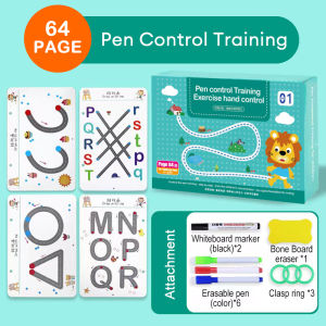 Children Drawing Toy Pen Control Training with Erasable Pen Logical Thinking Training Kids Preschool Montessori Educational Workbook