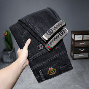 Fleece-lined mens jeans   Live-streaming hot-selling quality stretch jeans for men   Spring and Autumn Light Luxury Mens Jeans