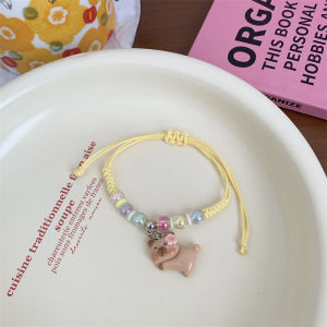 Ins đầy màu sắc hoa capybara dệt vòng tay đính hạt dây đeo tay phim hoạt hình capybara pha lê Vòng Tay Thủ Công Điều chỉnh tay phụ kiện trang sức nhẫn