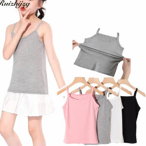 Ruizhijzg Vải Modal cho bé gái bông YẾM MÙA HÈ trẻ em màu trơn vest trẻ em không tay T Áo sơ mi cô gái Babys đồ lót thoáng khí áo ba lỗ