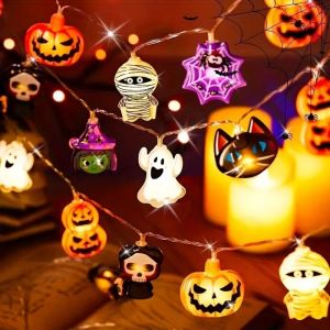 Polocat Halloween Decorative String Light Battery Powered LED Fairy Lights Horror Atmosphere Decorative Lights for Halloween Theme Decor