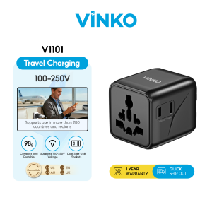 VINKO Mini Travel Adapter Universal Plug Adapter International Charger 100-250V Voltage Multi-Port