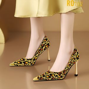 [ẢNH THẬT-FREESHIP] Giày nữ cao gót họa tiết beo ROSATA RO702 -8p- Beo - HÀNG VIỆT NAM - BKSTORE