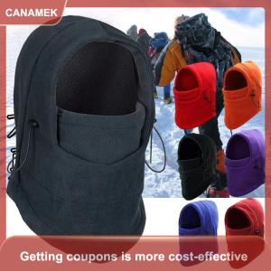 【CANAMEK 】 Winter Men Women Warm Hats Waterproof Thermal Fleece Balaclava Hat Hooded Neck Warmer Hiking Scarves Hats Outdoor Riding Windproof Cap