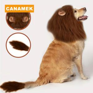 【CANAMEK】 Cute Pet Dog Cosplay Clothes Lion Mane For Dog Costumes Realistic Lion Wig For Medium To Large Dogs With Ear Pet Accessories