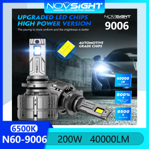 Novsight N60 9006 HB4 LED Headlight Bulb Kit 6500K Super Bright LED Lights for Car Low Beam Fog Light 200W 40000LM Plug&Play 2PCS 1 Year Warranty Free Shipping