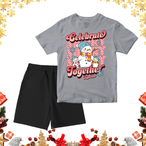Baju Kaos Setelan Natal Anak Laki Motif Boneka Salju Umur 1 - 10 Tahun - Hypelane Kids - DTF