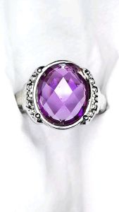Batu Cincin Permata Wanita Amethyst Quartz Ungu - Ukuran 12 x 10 x 4 mm - Alpaka Super - Kualitas Terbaik