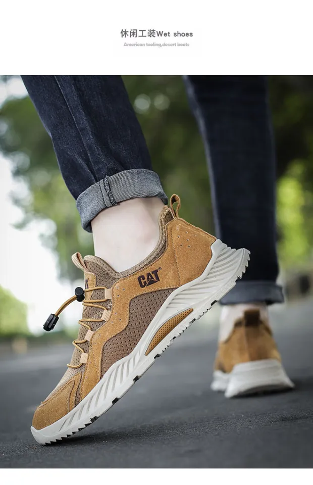 Caterpillar breathable mesh leather sports shoes CAT mens casual