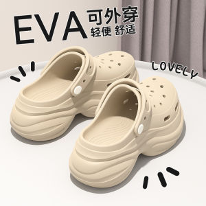 Free Shipping 8.0CM Thick-Soled Clogs For Women New Summer Style Outdoor Wear Height-Increasing Closed-Toe Half-Slipper Sandals For Women