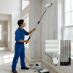 TIMES LORD Stainless Steel Paint Roller Extension Pole Detachable 170/205/240cm Latex Paint Brush Set Construction Tool Tapered Adapter Paint Roller Painting