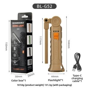 JAYQQ Rechargeable Flashlight with Hook LED Handheld Searchlight Professional Waterproof Work Light For Night Work Outdoor Camping