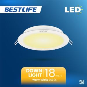 BESTLIFE LED Downlight 18W – Warm White 3000K | Lampu Plafon Kuning Terang & Hemat Energi