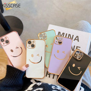 KISSCASE For iPhone 13 Pro Max Side Simple Electroplating Smiley For Apple iPhones Klein Blue Case Camera Films All-Inclusive Clear Protection Phone Case For iPhone 13 12 11 Pro Max XS Max XR X 8Plus 7 Soft TPU Hard PC Shockproof Cover