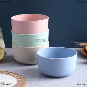 [COD] WANGJIA Nordic Colored Wheat Straw Bowls Circular Shatter Resistant Plastic Tableware Bowls For Household Use