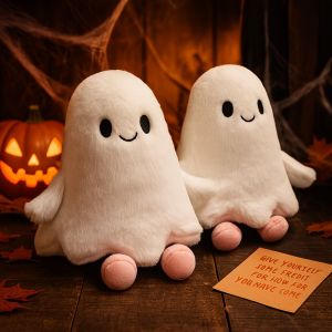 MIRELAE 11.81inch Ghost Plush Toy Soft Plush Fabric White Halloween Plush Figure Soft Stuffed Structure Spooky Stuffed Doll Trick Or Treat Party