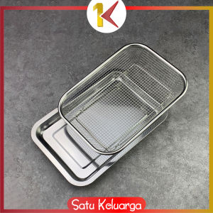 SK-C1266 Keranjang Saringan Tinggi Stainless Steel Tahan Karat / Set Nampan Stainless Peniris Minyak