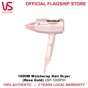 Vidal Sassoon VSP-1200PIH | 1600W Moistwrap Hair Dryer | 3 Heat/ Speed Settings | Multi Voltage Travel Friendly | 2 Years Warranty