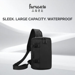 Sleek Sling Bag Black Colour Barrel Shaped Design Large Capacity Waterproof Fashionable Men Fashion Grab Handle Cool