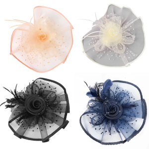 Elegant Women Feathered Fascinator Hat for TeaParty and Cocktails Parties with Mesh Design for Formal Occasion Gathering