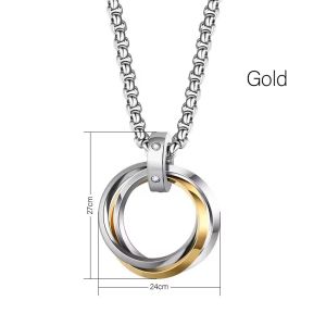 Titanium Steel Colorful Three Ring Pendant Ring Necklace Hip Hop Popular Sweater Chain Necklace Womens Pendant Necklace Jewelry