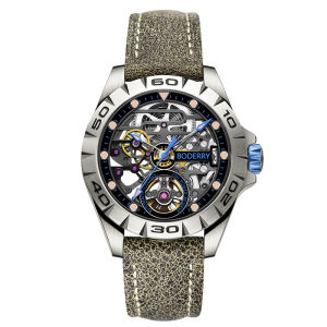 Boderry Urban Mens Titanium Watches Top Brand Fashion Skeleton Automatic Mechanical Waterproof Watch Hi-beat 72H Power-reserve