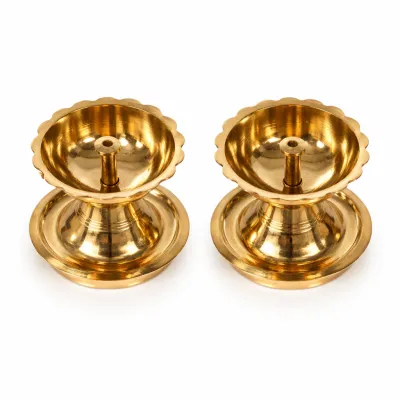Double Layer Brass Diya Oil Lamp for Pooja & Diwali | Traditional Deepam Jyoti | Oil Lamp for Home Temple & Gifting (Pack of 1 Pc)