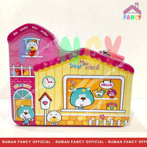 [FREE DUS + BUBBLEWRAP] Coin box Gembok House Home Rumah Kunci + Gembok XLJ S 140 Celengan Bentuk Rumah Motif Animal Panda / Kelinci / Kucing / Bear Unik Lucu Termurah