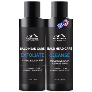 Mountaineer Brand Bald Head Exfoliator & Shampoo (Cleanse)    Fresh & Natural Scent    Bald Head Care for Men    Made in WV    Exfoliating Scalp Scrub    Hydrating Soap & Wash    4oz
