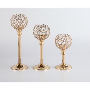 1/3 Pcs Height Kristal Candelabra Ornamen Dekorasi Kreatif Emas Dekorasi Rumah Cahaya Lilin Makan Malam Alat Peraga Pernikahan