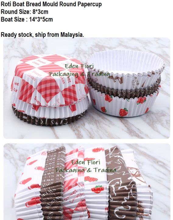 [100pcs] Roti Cup Bread Paper Cup Baking Liner Roti Cup Roti Boat Bread ...