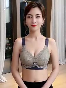 Maniyun Push Up Lace Latex Bra Women Plus Size BCDE Breathable Bra Non-wired Gathered Thin Bra Adjustment Lingerie